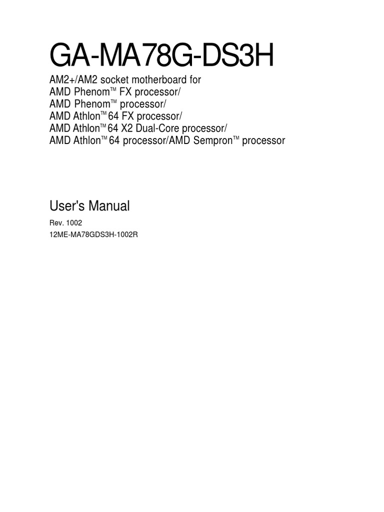 Motherboard Manual Ga Ma78g Ds3h E Bios Hdmi