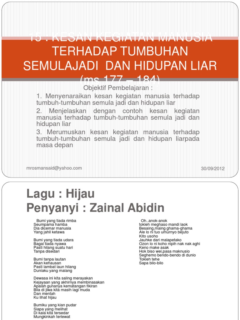 Unit 15 Kesan Kegiatan Manusia Terhadap Tumbuhan Dan Hidupan Liar Pdf