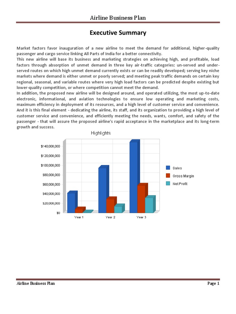 Business Plan of Airline Company Airlines Expense