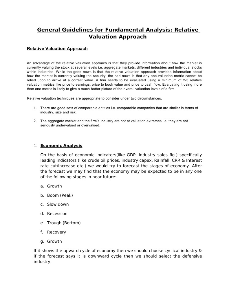 Fundamental Analysis: Relative Valuation Guide | PDF | Dividend | Investing