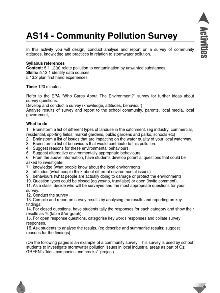 Community Pollution Survey Guide | PDF | Stormwater | Pollution