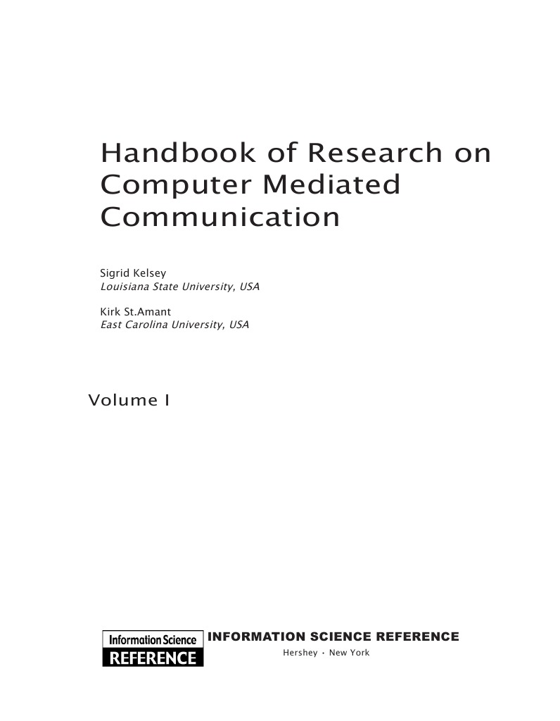 Handbook of Research On Computer Mediated Communication PDF 