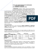 Contrato social transformação empresário SL