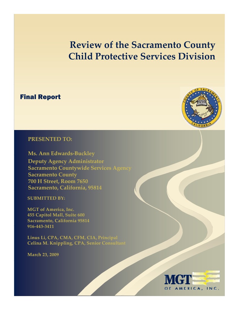 Review of the Sacramento County Child Protective Services Division MGT