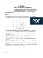 Lagrange Multipliers Homework