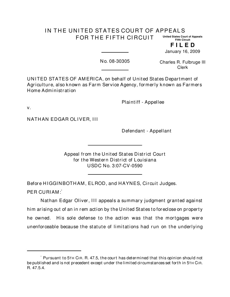 CASE Louisiana Law Statute of Limitations On Foreclosure PDF