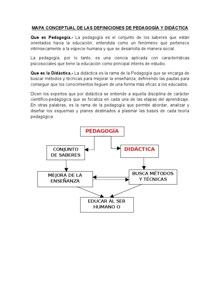 Mapa Conceptual de Las Definiciones de Pedagogía y Didáctica | PDF