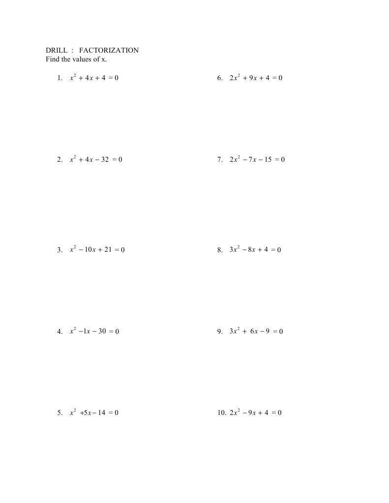 Factorization Drill: Solve for x | PDF | Teaching Methods & Materials
