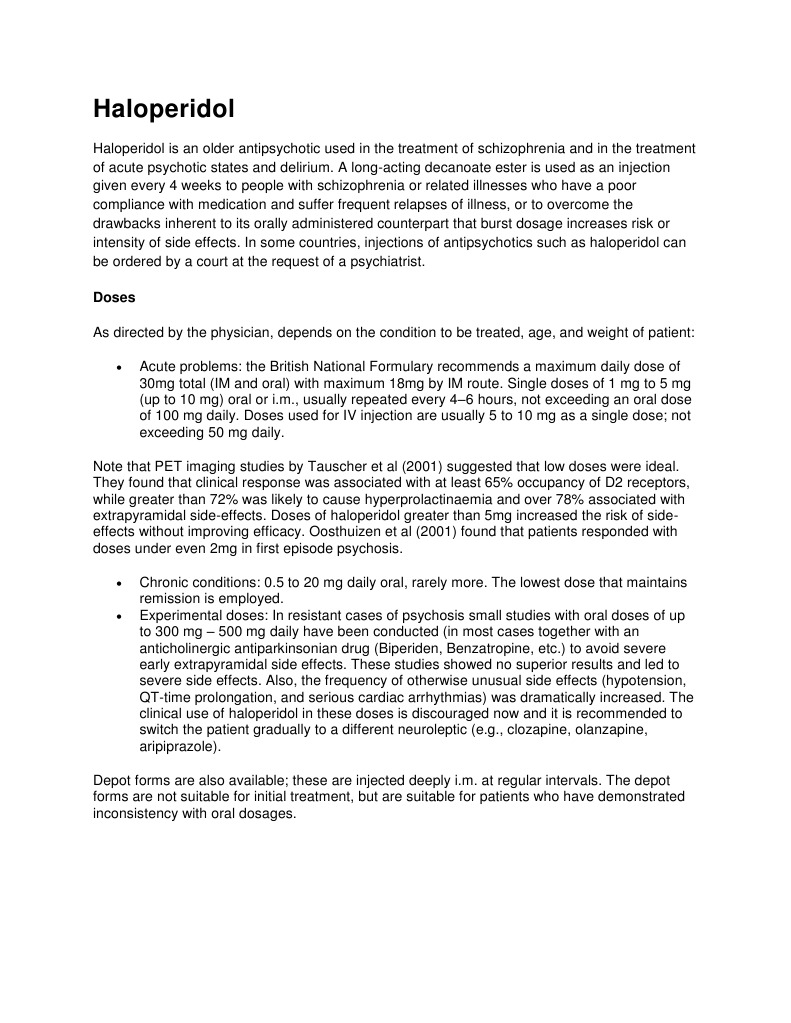 Haloperidol intelligence overview