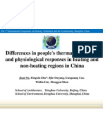 Differences in People's Thermal Perception and Physiological Responses in Heating and Non-Heating Regions in China