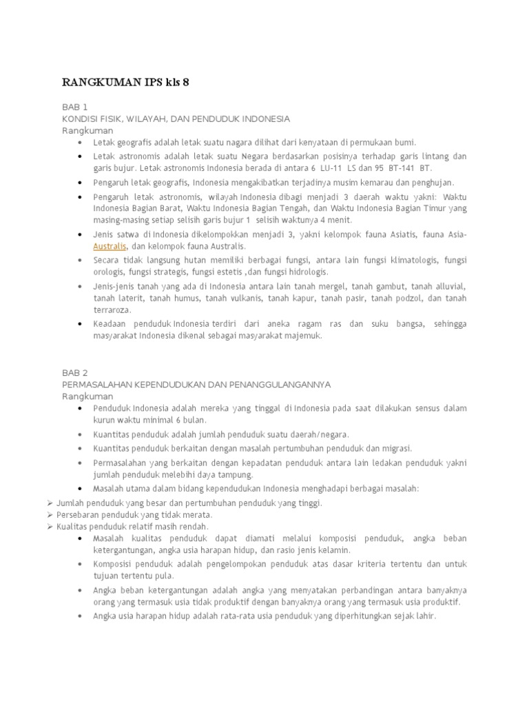 Rangkuman Ips Kls 8 Pdf