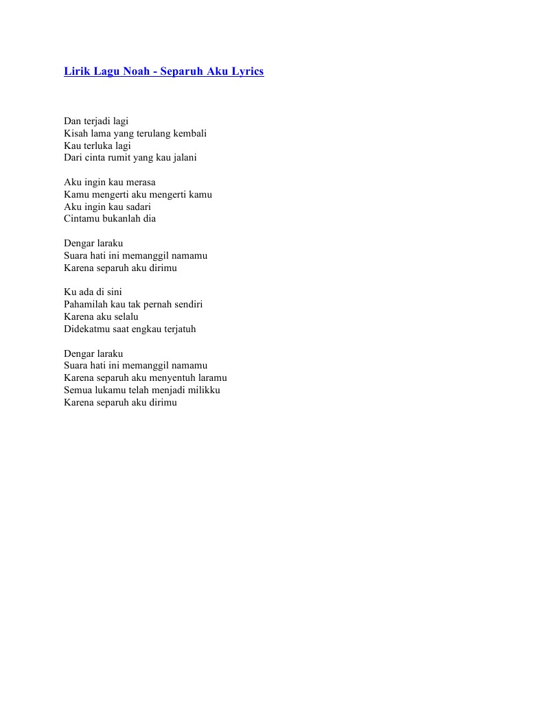 Lirik Lagu Noah My Situation