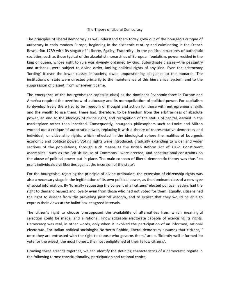Principles of Liberal Democracy | PDF | Liberal Democracy | Liberalism