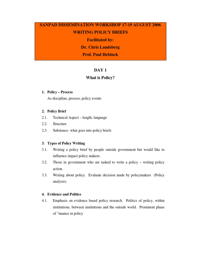 Writing A Policy Brief 2 PDF Policy Analysis Policy