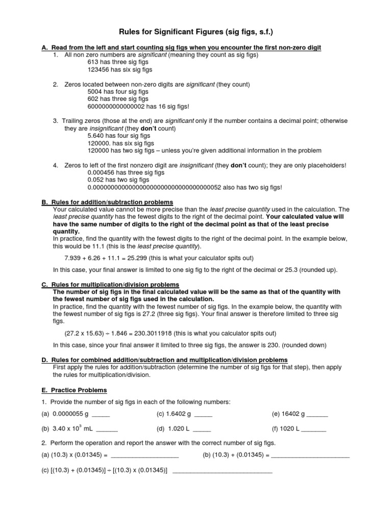 Significant Figures | PDF