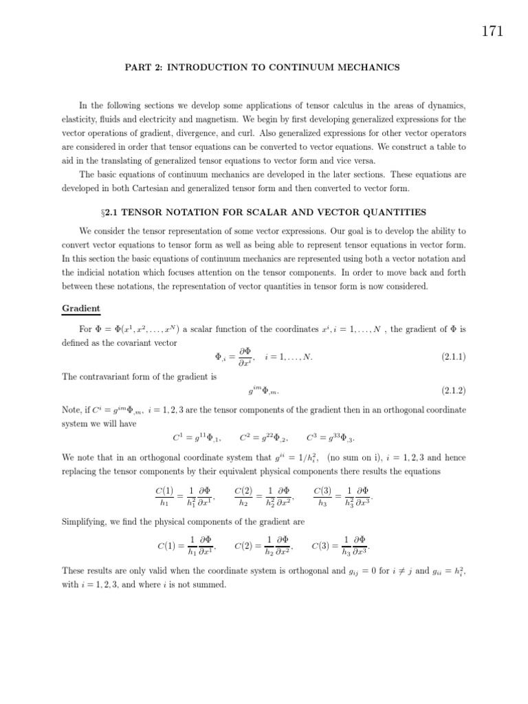 2.1 Tensor Notation For Scalars & Vectors | PDF