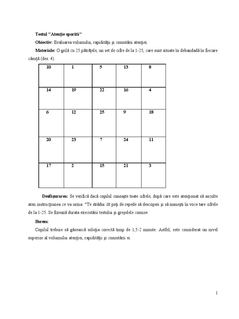 Teste Atentie | PDF