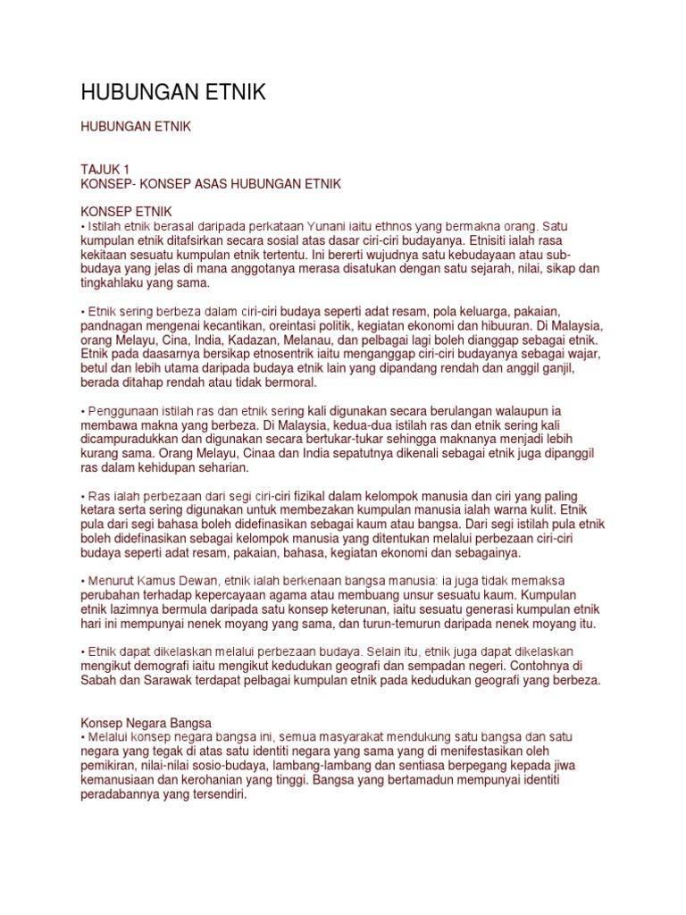Nota Ringkas Hubugan Etnik Pdf