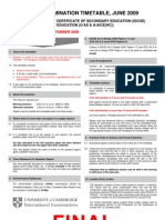 Pakistan Exams Cie Igcse Gce Timetable Jun 2009