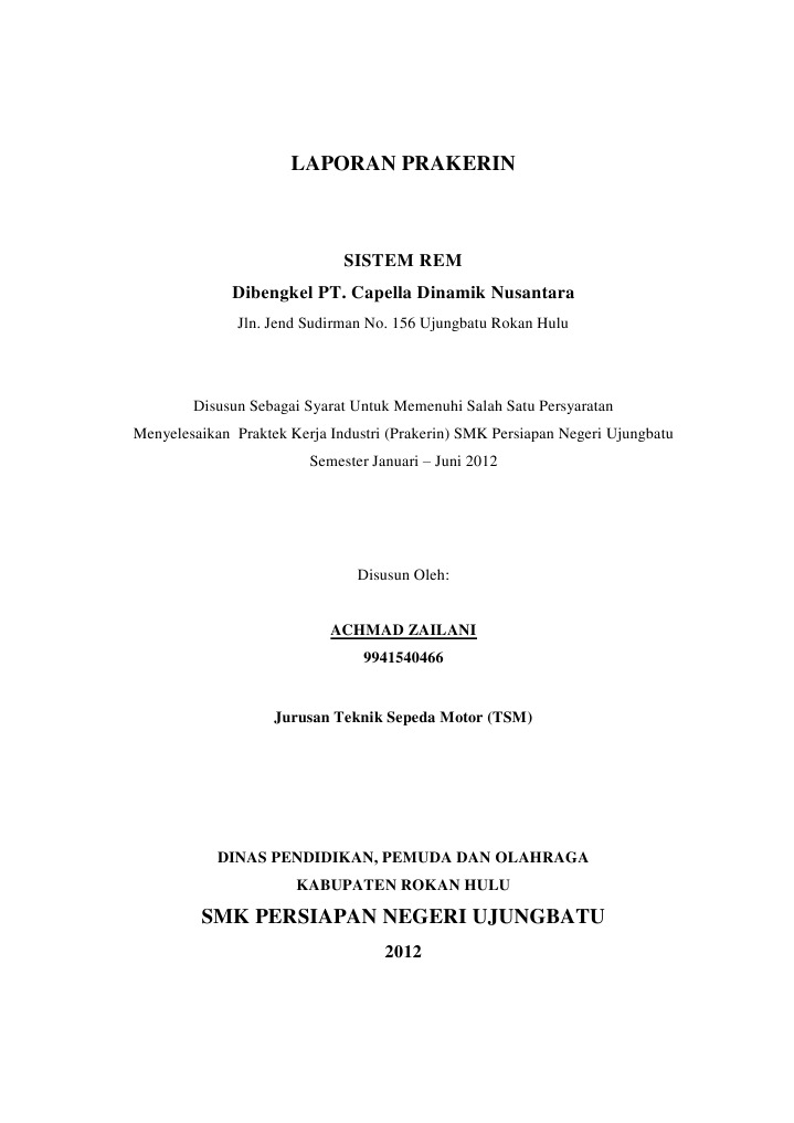 Contoh Power Point Laporan Pkl Otomotif Seputar Laporan