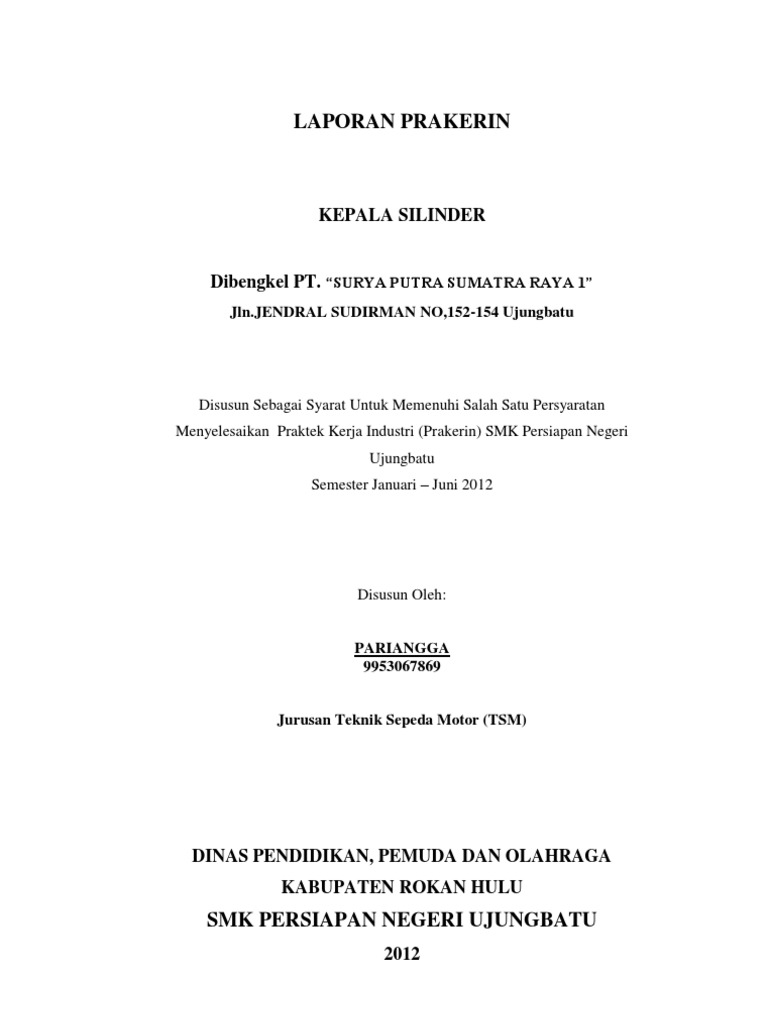 Contoh Halaman Pengesahan Untuk Laporan Pkl - Simak Gambar 