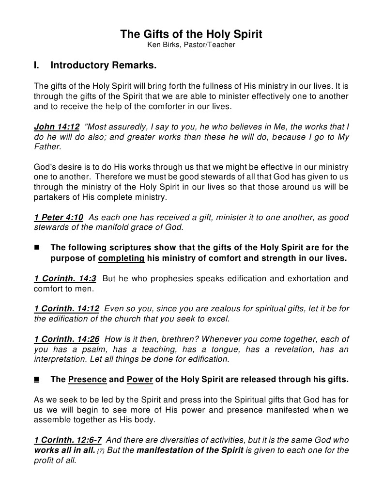 Gifts Of The Holy Spirit Ken Birks Spiritual Gift Prophet