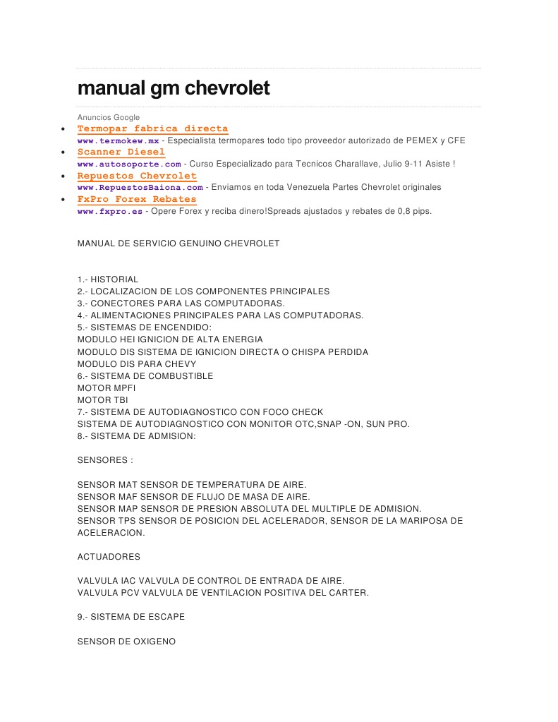 Manual Gm Chevrolet | Chevrolet | Pontiac