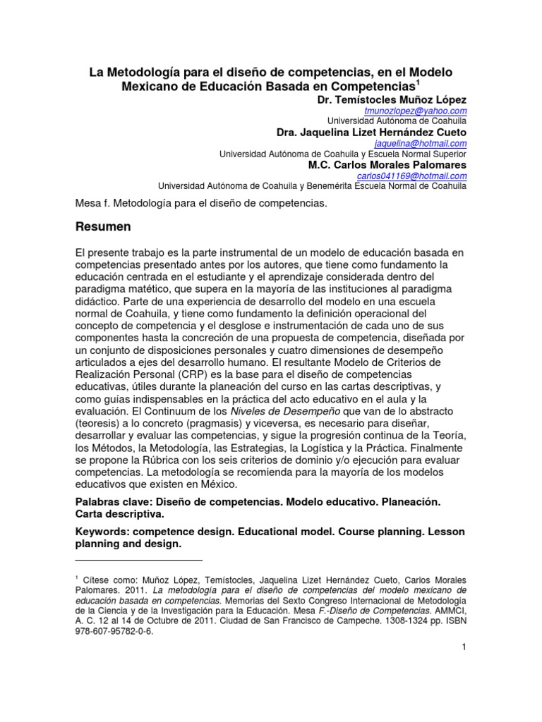 El Diseño de Competencias en El Modelo Mexicano de Educación Basada en  Competencias | PDF | Conocimiento | Aprendizaje