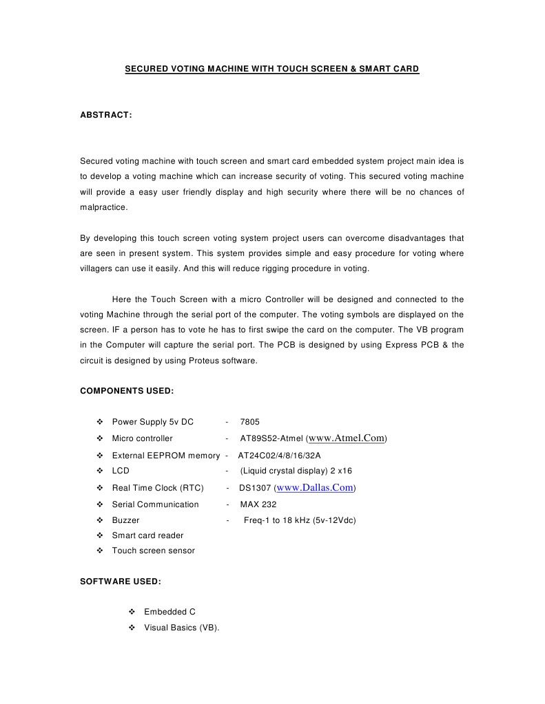 Secured Touch Screen Voting System | PDF | Microcontroller ...
