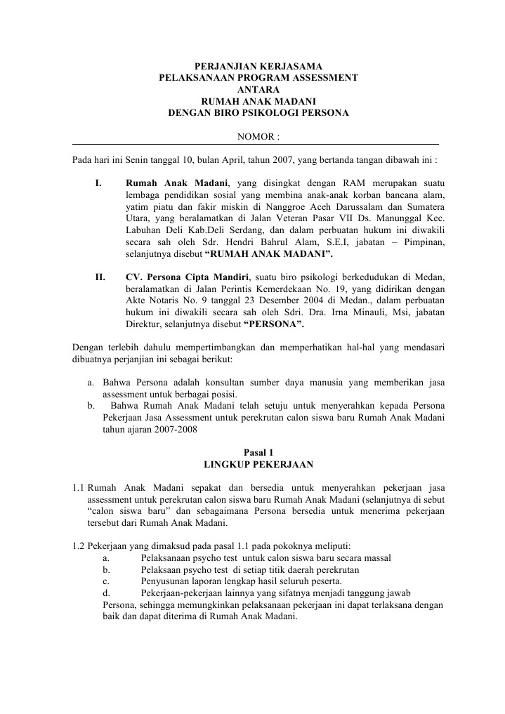 contoh surat kerja sama