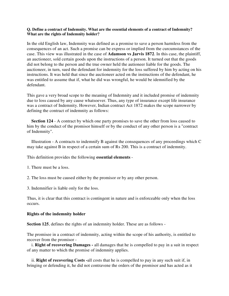 Law of Contract II | PDF | Guarantee | Indemnity