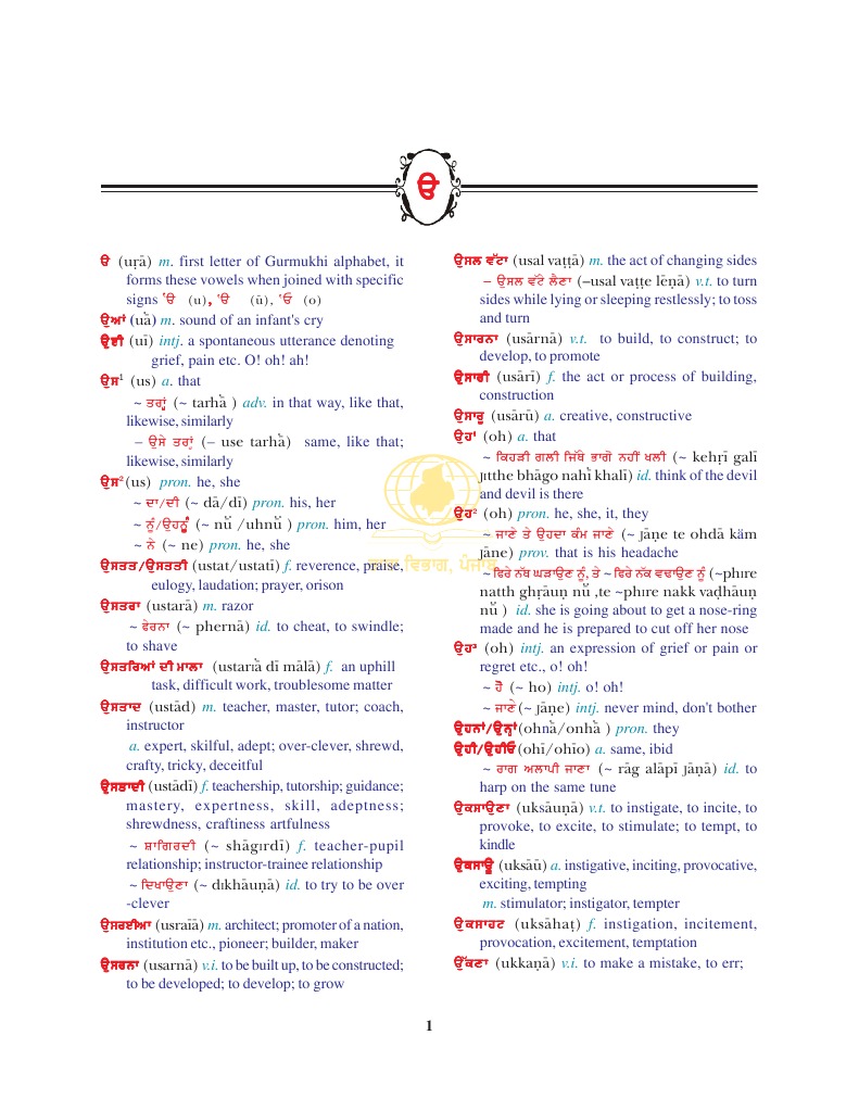 Punjabi English Kosh Knitting Sermon
