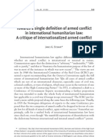 Towards a Single Definition of Armed Conflict in IHL - JAMES G STEWART