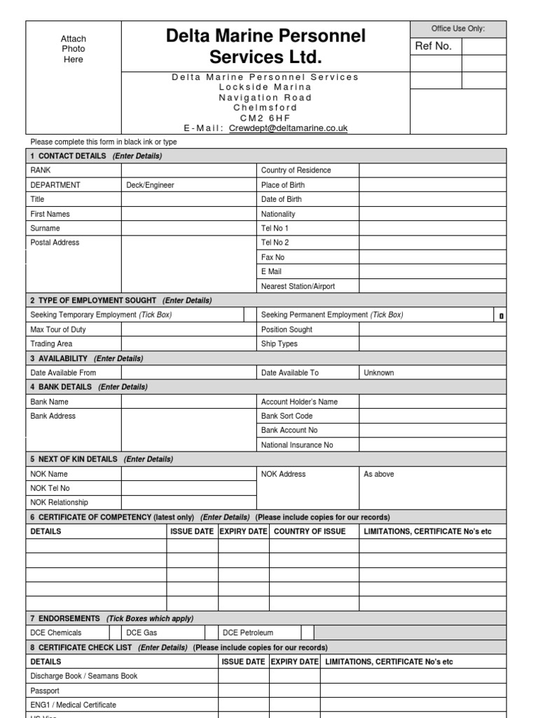 Delta Marine Application Form | PDF