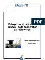 Entreprises Et Universités Russes: de La Coopération Au Recrutement