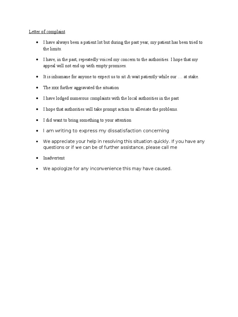 Formal Complaint Letter Template | PDF | Self-Improvement