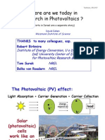 Where Are We Today in y Research in Photovoltaics ?