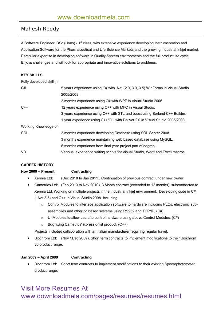 5 years experience resume format free download