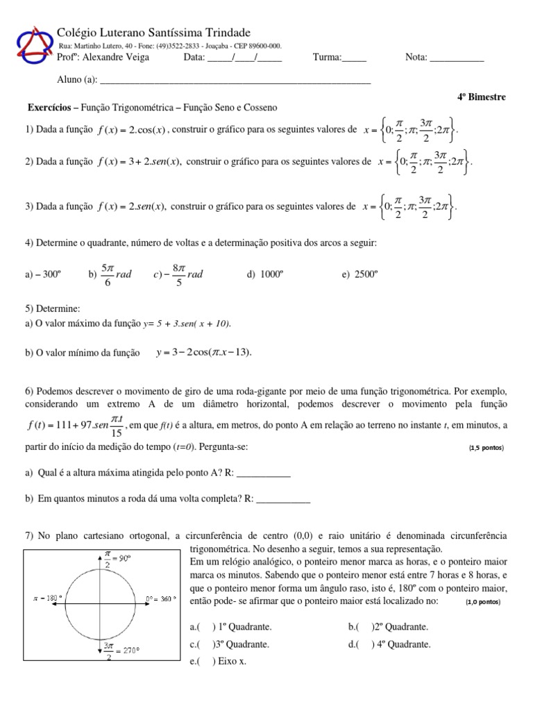 Exercícios - Função Trigonométrica
