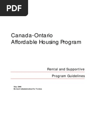 Canada-Ontario Affordable Housing Program:  Rental and Supportive Program Guidelines