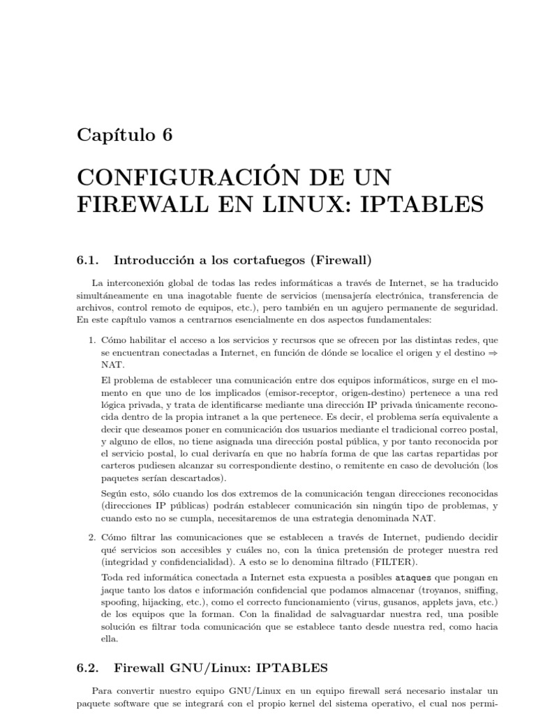 Configuración de Firewall con IPTABLES | PDF | Cortafuegos (informática ...