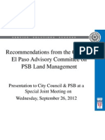 Recommendations From The City of El Paso Advisory Committee On PSB Land Management