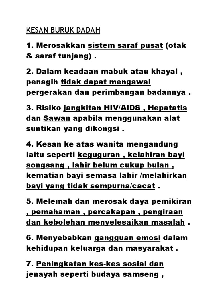 Kesan Buruk Dadah Pdf