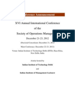 Conference Announcement: XVI Annual International Conference of The Society of Operations Management