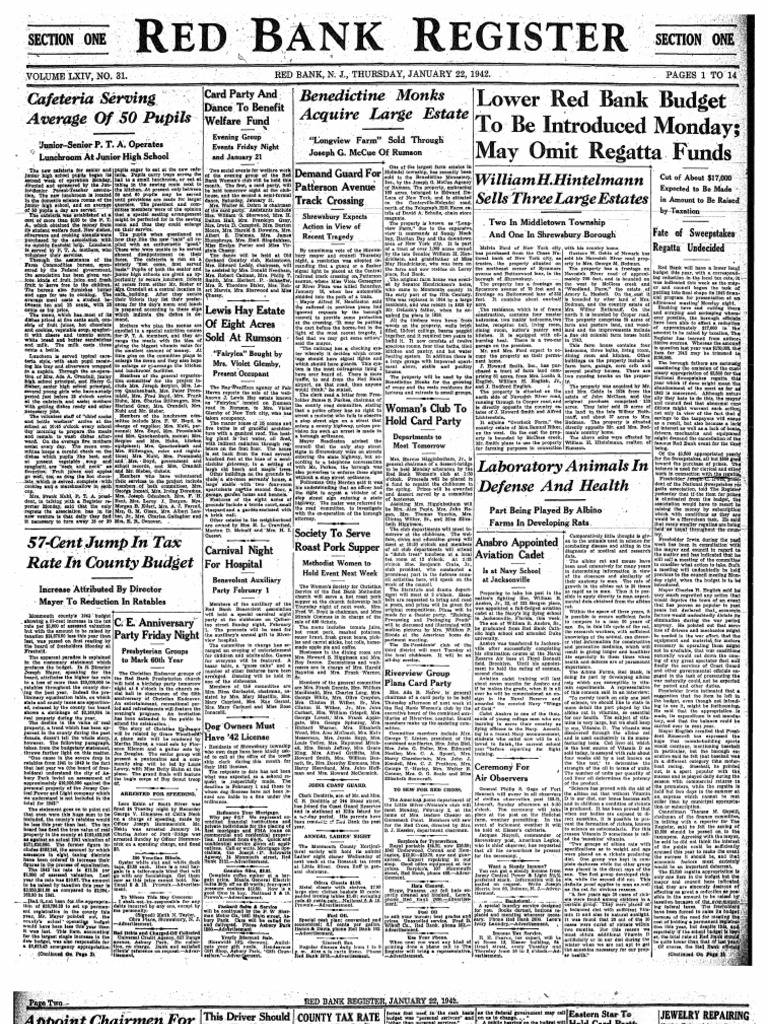 Red Bank Squadron 01 22 1942 Pdf Taxes Foods