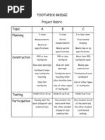 Toothpick Bridge Rubric