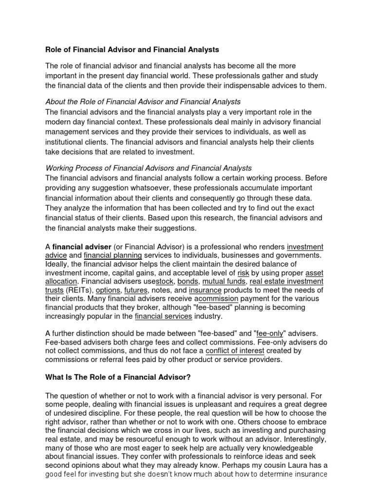 Financial Advisor PRINT | PDF | Finance & Money Management