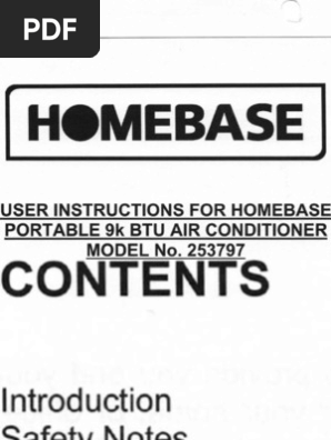 M.☺︎  250 Homebase Portable AC Model 253797 Manual | PDF | Air Conditioning