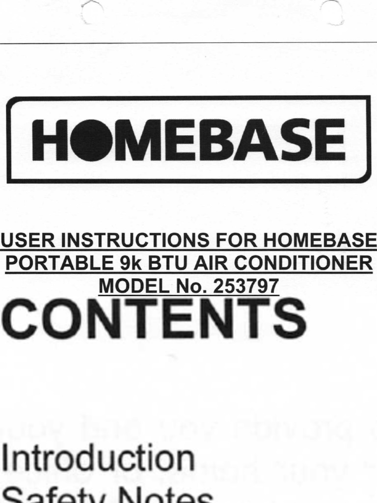 Homebase Portable AC Model 253797 Manual | PDF | Air Conditioning
