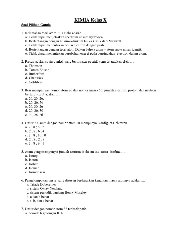 Soal Akm Kimia Kelas 10 - Bakti Soal